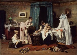 Children's Toilette by Vaclav Brozik Oil Painting