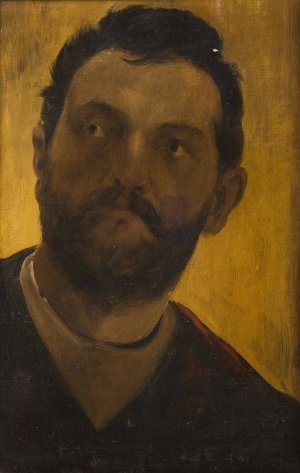 Study of a Man's Head by Vaclav Brozik Oil Painting