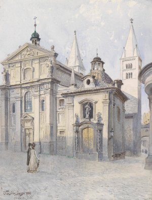 Georgsbasilika Prag by Vaclav Jansa Oil Painting