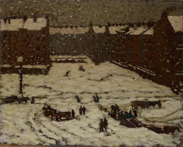 Vorstadt im Schneewetter  by Vaclav Maly - Hand-Painted Oil Painting Reproduction