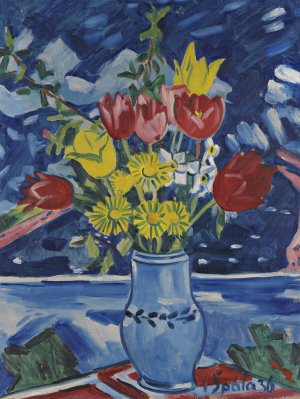 Still Life Of Flowers In A Vase by Vaclav Spala Oil Painting