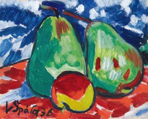 Two Apples And A Pear by Vaclav Spala Oil Painting