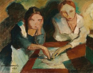 A spiritualistic seance by Vaino Kunnas Oil Painting