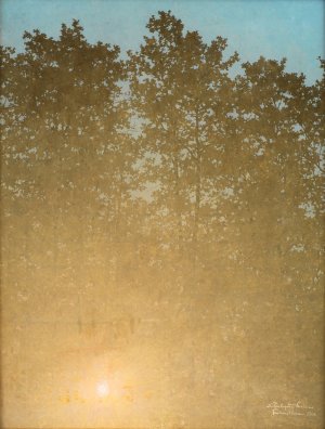 Sunset. Fontainebleau by Valdemar Schonheyder Moller Oil Painting