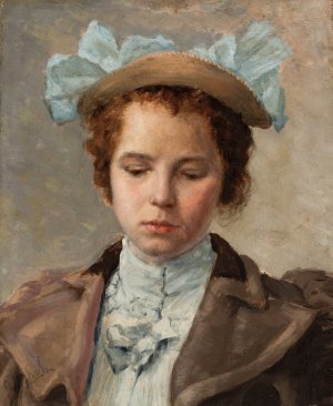 Portrait study of a young girl by Valentin Alexandrovich Serov Oil Painting