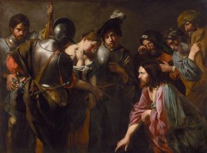 Christ and the Adulteress by Valentin De Boulogne Oil Painting