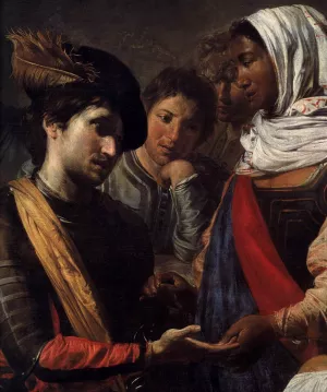 Company with Fortune-Teller Detail painting by Valentin De Boulogne