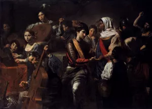 Company with Fortune-Teller painting by Valentin De Boulogne