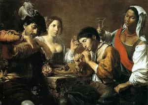 Musician and Drinkers Oil painting by Valentin De Boulogne