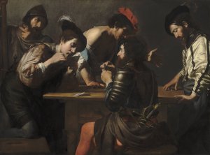 Soldiers Playing Cards and Dice by Valentin De Boulogne Oil Painting
