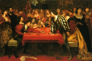 A Venetian Gaming-House in the Sixteenth Century by Valentine Cameron Prinsep Oil Painting