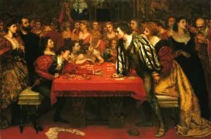 A Venetian Gaming-House in the Sixteenth Century Oil painting by Valentine Cameron Prinsep