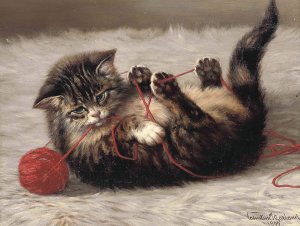 Cat's cradle by Valentine Thomas Garland Oil Painting