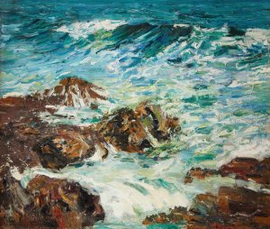 Crashing Surf by Vance H. Swope Oil Painting