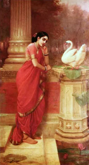 Damayanti from Mahabharata by Raja Ravi Varma - Oil Painting Reproduction
