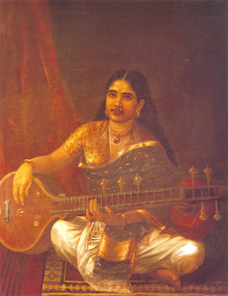 Main Product Photo of Lady with Veena Painting by Raja Ravi Varma