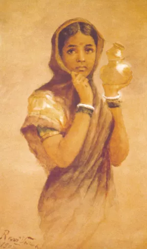 Milk Maid by Raja Ravi Varma - Oil Painting Reproduction