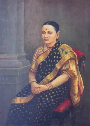 Portrait of Woman by Raja Ravi Varma - Oil Painting Reproduction