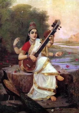 Saraswati by Raja Ravi Varma - Oil Painting Reproduction