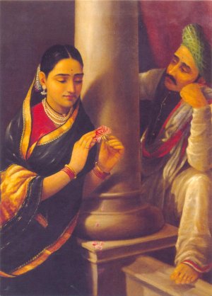 Stolen Interview by Raja Ravi Varma Oil Painting