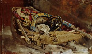 Sledge, Study by Vasili Maksimovits Maksimov Oil Painting