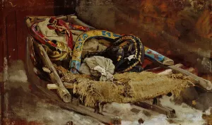 Sledge, Study by Vasili Maksimovits Maksimov Oil Painting