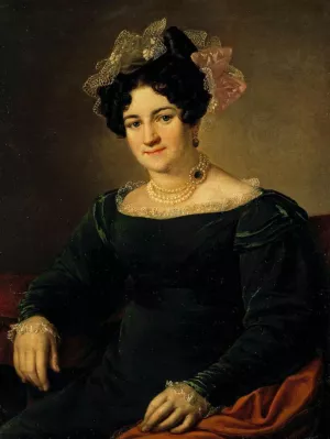 Portrait of P.I. Sapoznikova by Vasily Andreyevich Tropinin Oil Painting