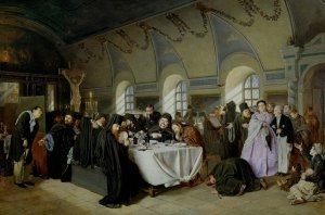 Monastic Refectory by Vasily Perov Oil Painting