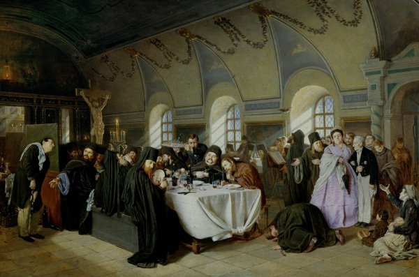 Monastic Refectory by Vasily Perov - Hand-Painted Oil Painting Reproduction
