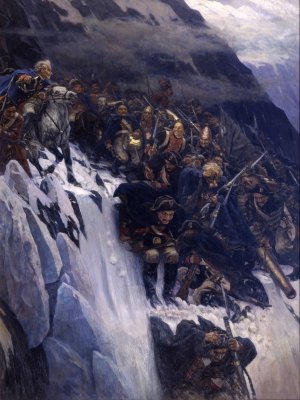 Suvorov Crossing The Alps In 1799 by Vasily Surikov Oil Painting