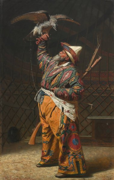 Main Product Photo of A Rich Kirghiz Huntsman with a Falcon  Painting by Vasily Vereshchagin