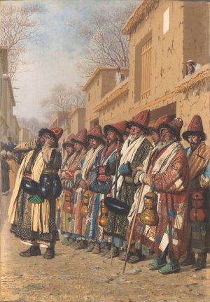 Chorus of dervishes begging for alms. Tashkent by Vasily Vereshchagin Oil Painting