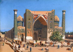 Medrasah Shir-Dhor at Registan place in Samarkand by Vasily Vereshchagin Oil Painting