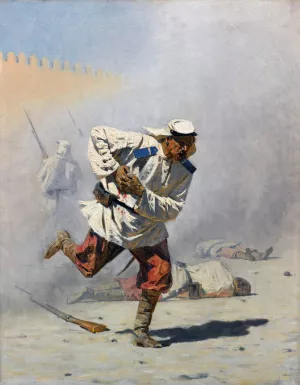 Mortally wounded by Vasily Vereshchagin Oil Painting