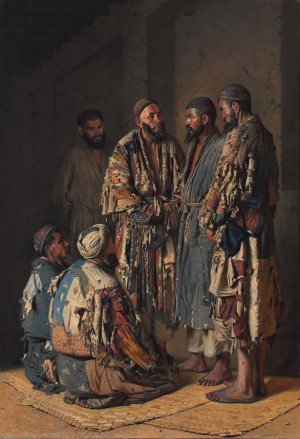 Polititians in opium shop. Tashkent by Vasily Vereshchagin Oil Painting