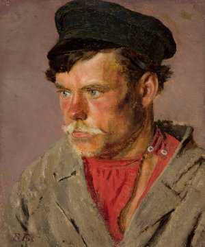 Study of a peasant's head by Vasily Vereshchagin Oil Painting