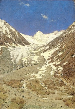 The glacier on the way from Kashmir to Ladakh by Vasily Vereshchagin Oil Painting