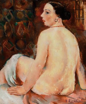 Nu au collier rouge by Vera Rockline Oil Painting