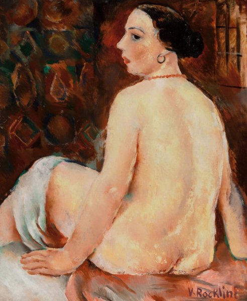 Nu au collier rouge by Vera Rockline - Hand-Painted Oil Painting Reproduction