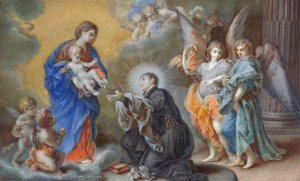 Madonna and Child Appearing to Saint Louis Gonzaga by Veronica Stern Oil Painting