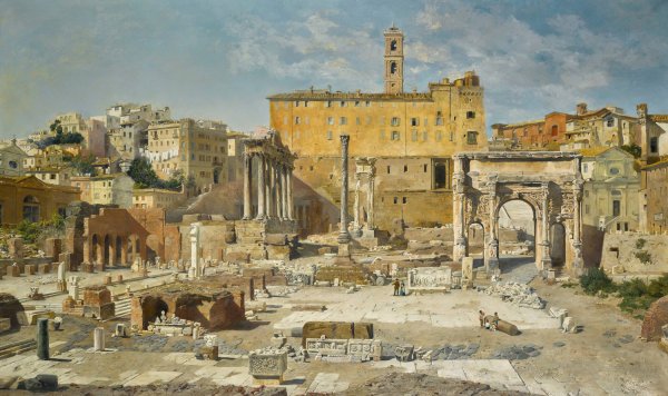 The Roman Forum  by Veronika Maria Herwegen-Manini - Hand-Painted Oil Painting Reproduction