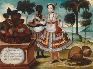 Noble Woman with Her Black Slave Oil painting by Vicente Alban
