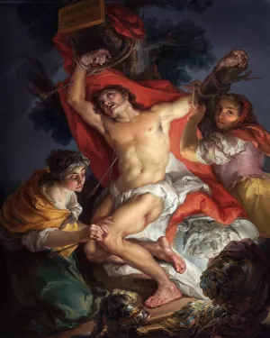 Saint Sebastian Tended by Saint Irene by Vicente Lopez Portana Oil Painting