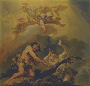 The Expulson Of Adam And Eve From Paradise by Vicente Lopez Portana Oil Painting