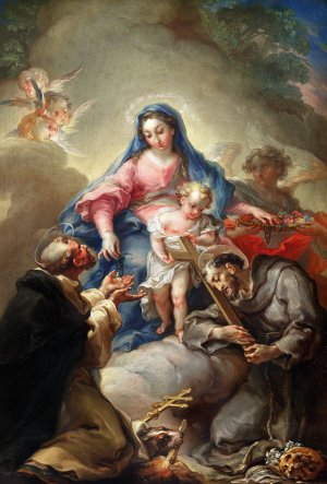 Virgin with St. Francis and St. Dominic by Vicente Lopez Portana Oil Painting