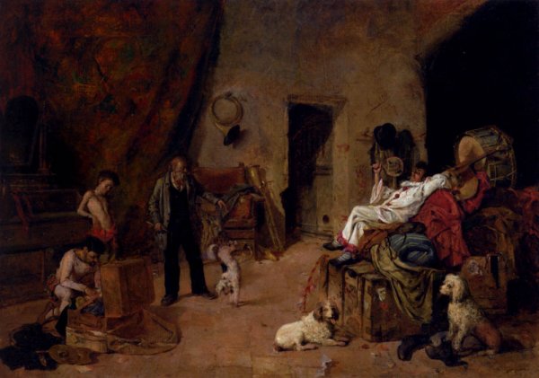 Main Product Photo of Circus Performers At Rest Painting by Vicente March y Marco