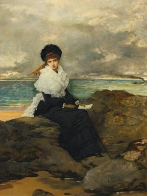 The letter by Vicente Palmaroli y Gonzalez Oil Painting