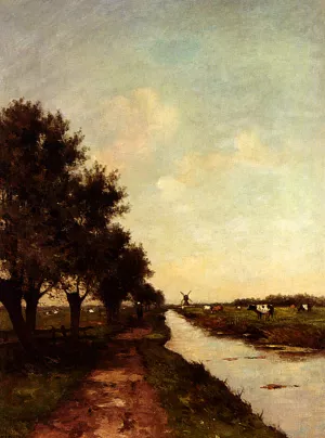 Grazing Cows In A Polder Landscape