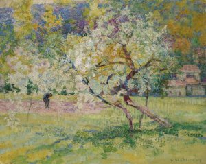 Arbres En Fleur Dans La Prairie, Auvergne by Victor Charreton Oil Painting