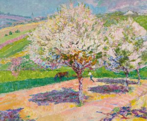 Arbres En Fleur Dans La Prairie by Victor Charreton Oil Painting